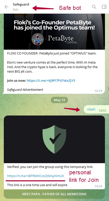 Bypass verify bot in telegram group