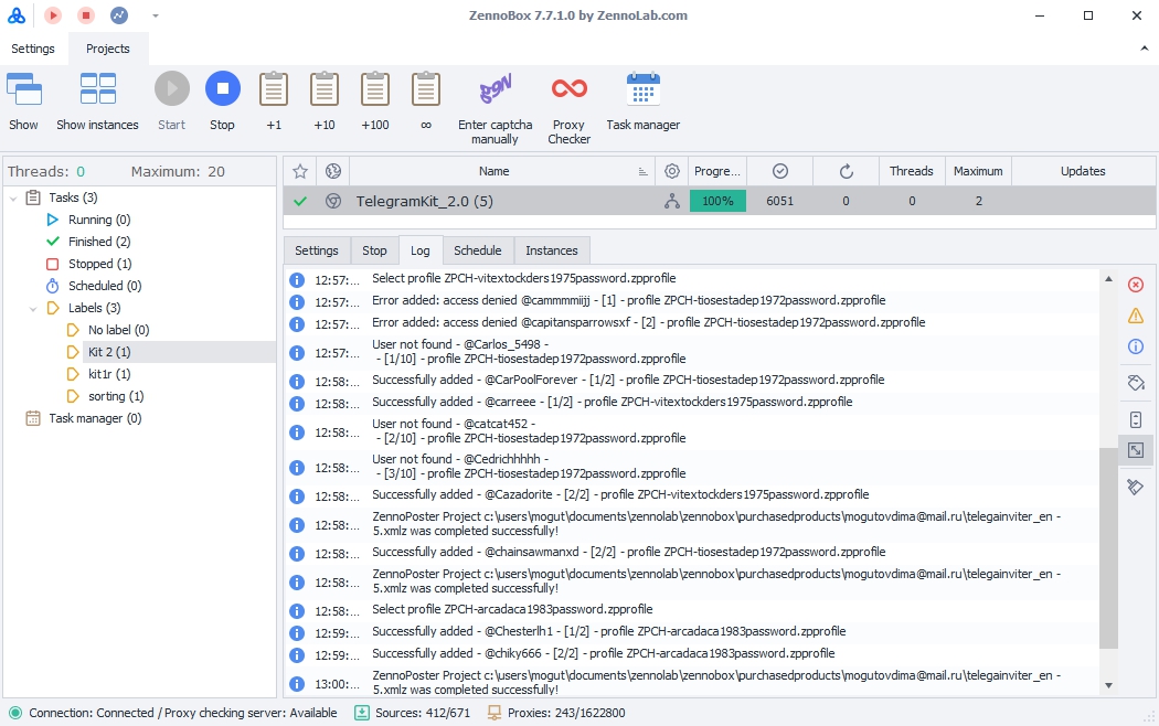 Screenshot main window Telegram kit 2 Scraper and adder